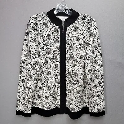 Misook Floral Zipper Cardigan Size S • $28