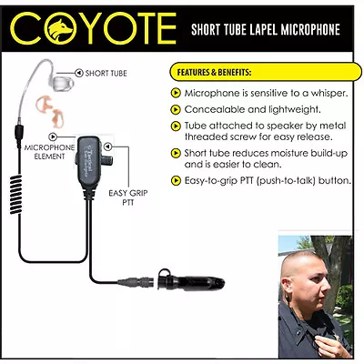 COYOTE Q-Release Lapel Mic Headset For Motorola PRO ELITE EX GP PTX (See List) • $105.44