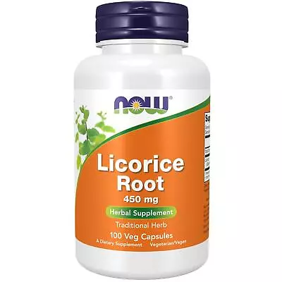 NOW Foods Licorice Root 450mg 100 Veg Capsules Liver Health Respiratory System • £11.88