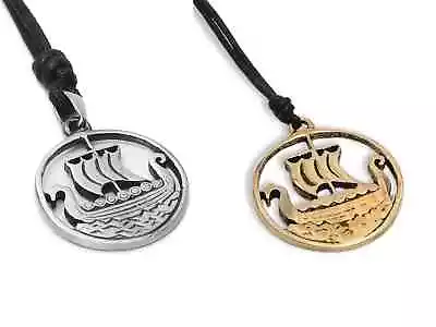 Viking Norway Boat Ship Silver Pewter Gold Brass Necklace Pendant Jewelry • $9.99