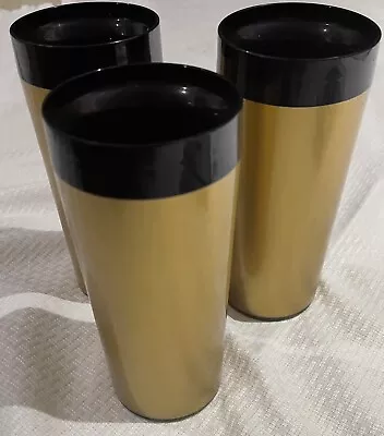 Lot Of 3 Vintage Thermal Plastic Tumblers Gold & Black  Made In USA • $16.99