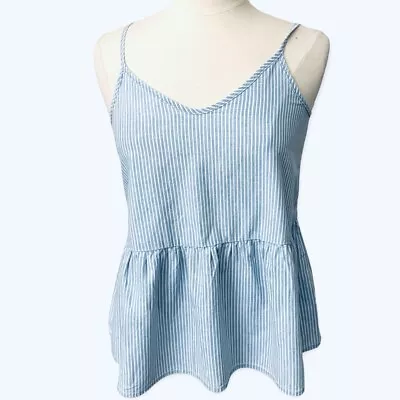 Vero Moda Womens Shirt Size Small Top Blue & White Striped Chambray Babydoll NEw • $13.99