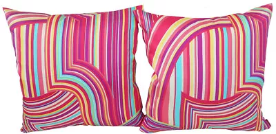 MISSONI HOME TWO GLOSSY CUSHION COVERS 100% SILK SATEEN 40x40 Cm DOLORES T57 • £135