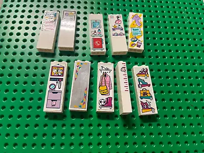 LEGO WALL PANEL  1 X 2 X 5  LOT OF 10 WHITE WITH STICKERS FRIENDS • $4.50