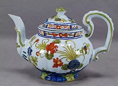 CACF Faenza Italian Majolica Hand Painted Garofano Blue Carnation Teapot  • $125