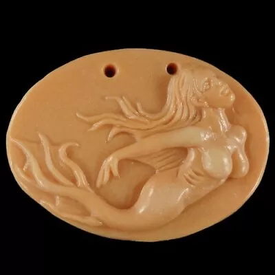 BG05014# Hand Carved Cameo Mermaid Red Malachite Pendant Bead Gemstone • $19.99