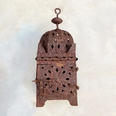 Rustic Moroccan Style Candle Lantern Pierced Punched Tin Outdoor Hanging Light • $20