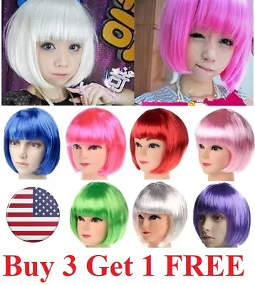 Sexy BOB Full Wig Multiple Colors Cosplay Costume Anime Halloween Party Hair USA • $7.95