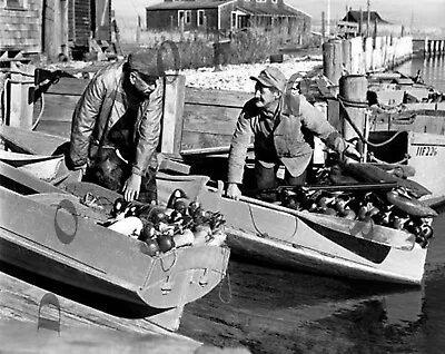 Antique Hunting Reproduction 8x10 Photograph 2 Duck Hunters Boats And Decoys • $11.99