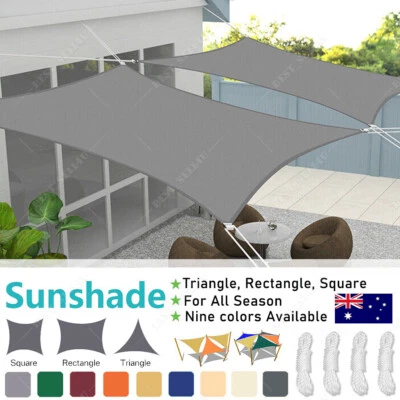 Extra Heavy Duty Sun Shade Sail Shade Cloth UV Block Triangle Square Rectangle • $61.39