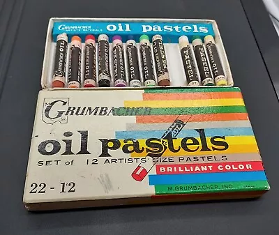 Vintage GRUMBACHER Oil Pastels Set Of 11 Brilliant Color 22 - 12 Box Missing 1 • $14.95