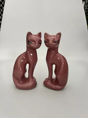 Vintage 1980s Retro Pink Siamese Cat Pair RARE COLOURWAY Taiwan • $45