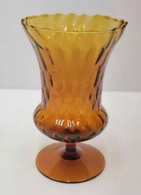 Vintage Amber Glass Compote Stemmed Glass Goblet Vase Retro 5.75  • $11.98