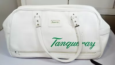 Vintage Tanqueray Gin White Leather Flight Airline Carry Bag Promotional W Tags • $75