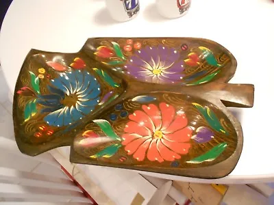 Vintage Hand Made/painted Wood Serving Tray-mexico-vg+ 16 1/2  X 10  X 1 3/4  • $7.99