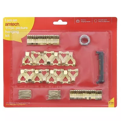 Picture Hanging Wall Photo Frames Fixings Set 117 Assorted Pieces Spirit Level • £3.75