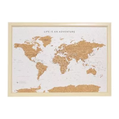 $89.50 • Buy Splosh Travel Map Cork Framed Board W/Pins - WORLD Large 93.5cmx64.5cm TVB04