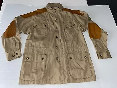 ORVIS Mens Rare Shooting Hunting Fishing Safari Field Leather Trim Jacket Medium • $80