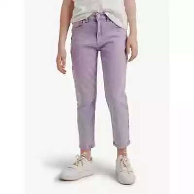 Justice Mini Mom Jeans Girls 14 Purple Denim Cotton Stretch Mid-Rise 5-Pockets • $15.99