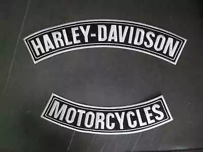 HARLEY DAVIDSON MOTORCYCLE ROCKER PATCHES LARGE 15  & 12  Jacket/Vest Back Patch • $18.99