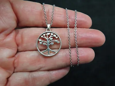 Vtg  Tree Of Life- Roots Of Peace Run Deep  Slide On Silver Tone Chain Pendant • $17.99