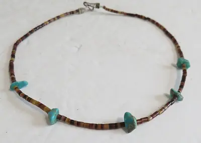 Vintage Southwestern Chunky Turquoise Stones & Heishi Bead 17  Necklace • $28.98