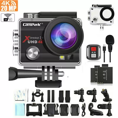 Campark 4K Sports Camera 20MP WiFi Action Camera Waterproof Underwater Camera • £52.99