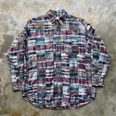 Brooks Brothers Button Shirt Large Patchwork Plaid Flannel Madras Long Sleeve • $37.99
