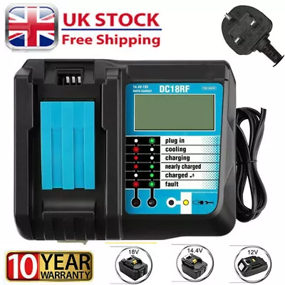 For Makita DC18RF Digital Display 14.4V-18V Li-Ion Battery Rapid Fast Charger UK • £19.89