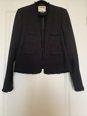 L'Agence Women's 6 Black Blazer Jacket Fringe Open Front • $49.99