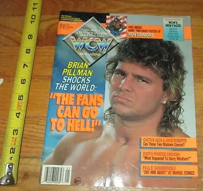 1993 WCW Wrestling Magazine Brian Pillman Cover WWE Simmons Poster WWE • $10.99