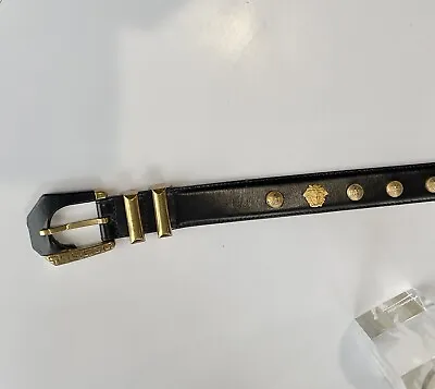 Authentic Rare Vintage GIANNI VERSACE Medusa Logo Buckle Leather Belt • $350