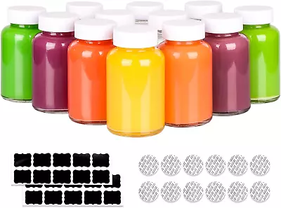 12 Pack 4 OZ Glass Shot Bottles With Caps 120 ML Empty Wellness Juice Shot Bott • $29.07