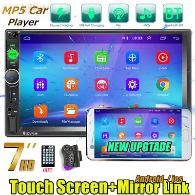 7  Double 2 DIN Touch Screen Car Stereo Radio Bluetooth USB AUX FM TF MP5 Player • $30.99