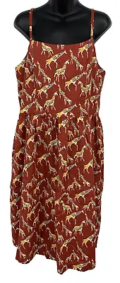 Horrockeses Fashions Joanie Dress Shift Tank Size 16 Safari Giraffe Brown Pocket • £43.42