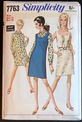 £2.75 • Buy Vintage Sewing Pattern Simplicity 7763 60s Pinafore Dress Options Cut  size 14