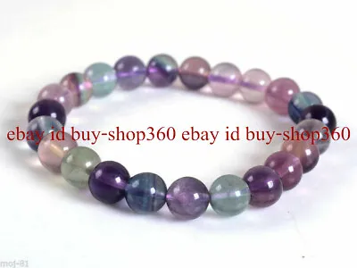 Natural 6/8/10mm Multi-Color Fluorite Round Gemstone Beads Bracelet 7.5  • $3.99
