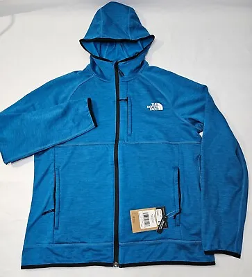 NWT The North Face Canyonlands Banff Blue HTHR Full Zip Hoodie Fleece Jacket L • $62.99