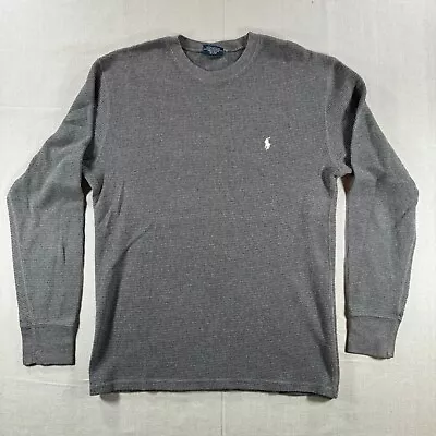 Polo Ralph Lauren Long Sleeve Thermal Shirt Mens Medium Gray Waffle Knit Cotton • $19.99