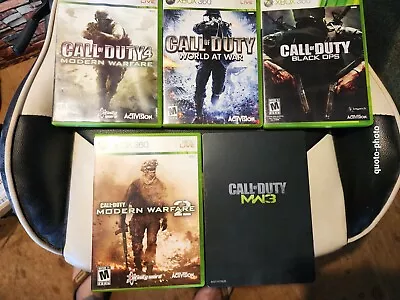 XBOX 360 Call Of Duty Video Game Bundle Microsoft Tested Cases Books 5 Game Pack • $19.95