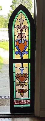 ANTIQUE (pre 1900) TALL STAINED GLASS CHURCH WINDOW SET FOR REPURPOSE  • $875