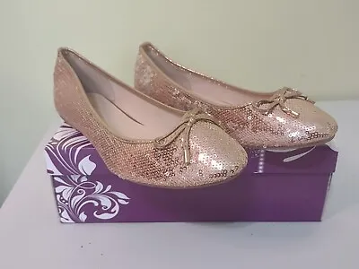 Women's Rose Gold Sequin Flat Bow Accent  Size 8.5 NWB  By Forever • $22