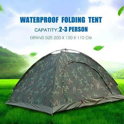 2-3 Person Automatic Instant Double Layer Pop Up Camping Tent Waterproof Outdoor • £19.90