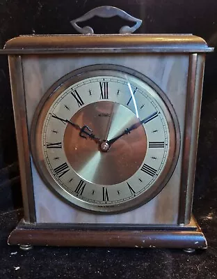 Vintage Metamec Brass Marble And Wood Quartz Mantel Clock • £12.99