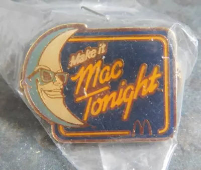 Vintage 80s McDonald’s Make It Mac Tonight Employee Lapel Hat Pinback Pin NOS • $18.95