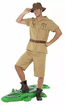 Smiffys Adult Mens Safari Man Costume Shirt Shorts Belt And Hat Brown L • $52.18