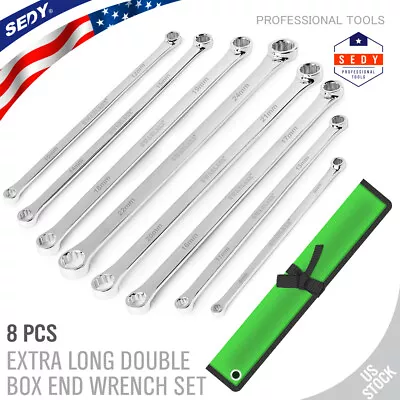 8 Pcs Extra Long Double Box End Wrench Set 8 - 24mm Aviation Spanner With Pouch • $39.99