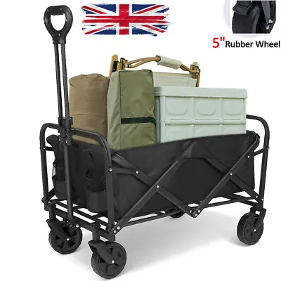 5  Rubber Wheel Heavy Duty Foldable Garden Trolley Cart Wagon Wheelbarrow UK • £33.59