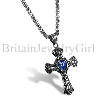 Mens Vintage Irish Christian Faith Celtic Cross Pendant Stainless Steel Necklace • $12.99