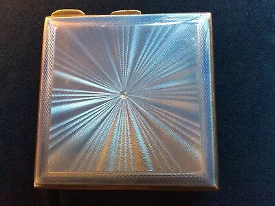 £135 • Buy Beautiful Blue Guilloche Silver Compact 1947